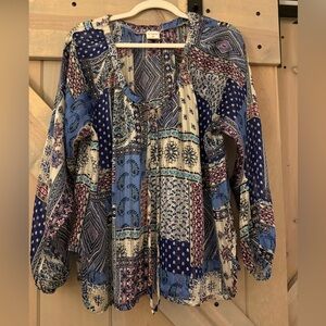 LIKE NEW By Together Patchwork Peasant Blouse